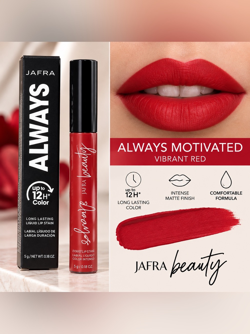 JAFRA Always Liquid Lip Stain Always Motivated Red Lip Color